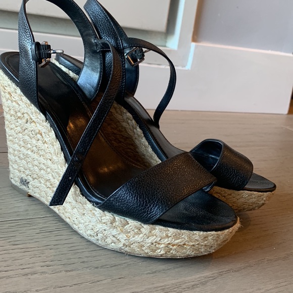 Michael Kors black leather espadrille wedges - Picture 2 of 6